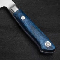 Couteau de chef Telstar CK-587 en acier inoxydable AUS8 Kiritsuke avec manche en bois de Pakka bleu pleine longueur, dureté 59-60HRC, écologique