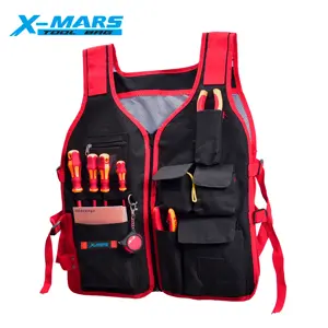 X-mars电工水管工工具背心便携式批发多口袋600D工具安全背心围裙工作背心