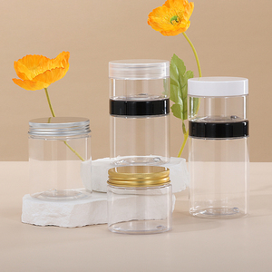 Tarros de plástico transparentes de boca ancha de 56mm con tapa 50ml Pet White Black <span class=keywords><strong>clear</strong></span> Cap Cosméticos Envases de embalaje 50-200 ml - Product Image 3