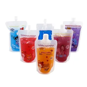 reusable custom pouches bags for fruit juice liquid drinks plastic stand up pouch beverage bag with spout 8 oz to drink