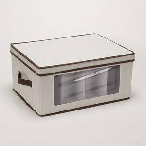Twelve-Compartment <strong>Storage</strong> <strong>Box</strong> Beige and <strong>Brown</strong> <strong>Storage</strong> <strong>Box</strong> Tableware <strong>Storage</strong> <strong>Box</strong> for Storing Wine Goblets - Product Image 1