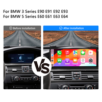 Navigateur GPS sans fil ultra-fin 12,3 pouces avec écran HD IPS, CarPlay et Android Auto pour Linux, compatible avec BMW E60/E61/E63/E64 Série 3/5