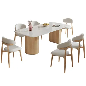 Foshan mobili in marmo piano tavolo da pranzo mobili cucina sala da pranzo sedia Set di lusso con legno massiccio Bsae