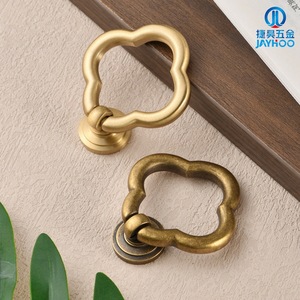JAYHOO Cabinet Door <b>Handle</b> Half Dumpling Shape Brass Single Hole Chinese Style Drawer Wardrobe Kitchen Furniture <b>Handle</b> - Product Image 1