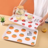 Plateau de service rectangulaire en mélamine de style nordique pour fruits, repas et thé