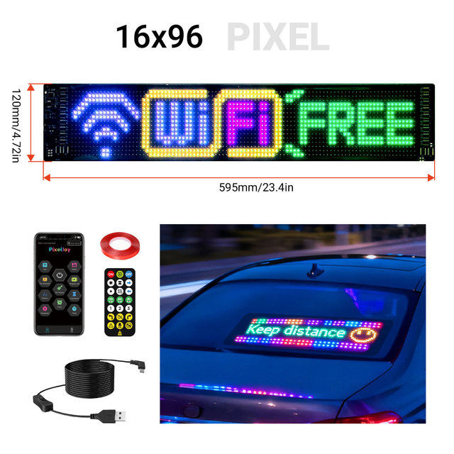App-Controlled Flexible Digital LED Sign Custom Text Pattern Pre-Made Animation IP65 Rated for Garden Road Filament & Bottle Use