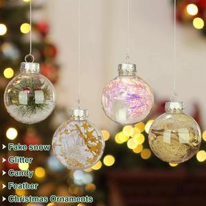 Boules de Noël transparentes personnalisées haut de gamme en plastique, décorations classiques pour fêtes, ornements de Noël Père Noël - Product Image 2