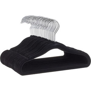 Percha de Lujo Personalizada para Abrigos y Trajes, Ahorra Espacio, Antideslizante, de Terciopelo Negro, Ecológica, de un Solo Nivel - Product Image 1