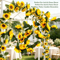 Guirlande florale artificielle en soie, vigne de tournesol pour décoration d'arche de mariage, ornement mural et plafond pour la maison
