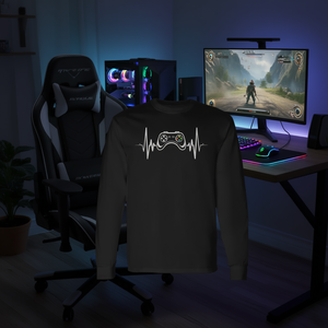 T-shirt à manches longues Heartbeat Gaming Controller, cadeau pour les joueurs - Product Image 3