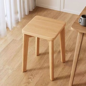 Solid Wood Stool Square <b>Stackable</b> Home Use <b>Dining</b> Room <b>Chair</b> Adult Children Elderly - Product Image 1