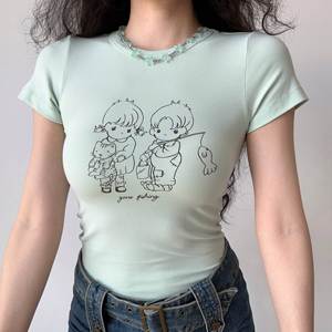 <span class=keywords><strong>T</strong></span>-<span class=keywords><strong>shirt</strong></span> da donna all'ingrosso per ragazze top corti abbigliamento estivo <span class=keywords><strong>Sexy</strong></span> <span class=keywords><strong>t</strong></span>-<span class=keywords><strong>shirt</strong></span> con stampa di lettere <span class=keywords><strong>t</strong></span>-<span class=keywords><strong>shirt</strong></span> gilet per ragazze - Product Image 4