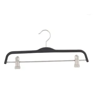 customized laminated plywood wooden pant trousers hanger rack black color with clips