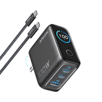 Pengisi Daya Cepat Anker 100W GaN 3-Port USB C dengan Layar Digital Pintar, Adaptor Daya GaNPrime B121B A121B