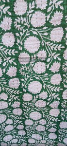 Handmade <b>Indian</b> Floral Printed Kantha <b>Quilt</b> Organic Cotton Traditional Home Decor All Season Green White Pattern - Product Image 4