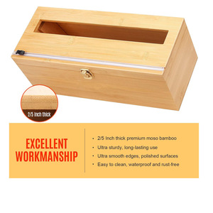 Caja de Almacenamiento de Bambú Rectangular con Tapa, para Conservación de Alimentos, Cortador de Papel de Aluminio para Cocina, de Sobremesa - Product Image 5