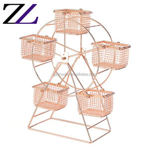 Support de présentation rotatif en forme de grande roue dorée rose pour frites, chariot à collations, panier à nourriture, stand pour café-restaurant de restauration rapide de type caravane - Product Image 1