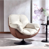 Fauteuil pivotant de luxe léger en cuir italien, style moderne, pour appartement, idéal pour la détente