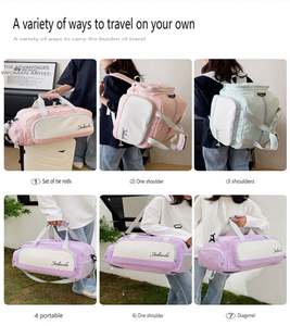 Sac de sport en gros pour hommes et femmes, sac de sport de voyage, sac à dos de week-end, sac de voyage de nuit avec compartiment à chaussures, noir - Product Image 6