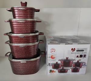 Ensemble de 10 casseroles en aluminium robustes 20/24/28/32 cm, casserole carrée 28 cm, casserole peu profonde, revêtement antiadhésif en marbre, grande capacité - Product Image 3