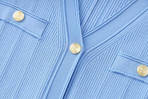 Nuovissimo Abito Lungo Autunnale da Donna <span class=keywords><strong>in</strong></span> Stile Francese Vintage a Maniche Lunghe <span class=keywords><strong>in</strong></span> <span class=keywords><strong>Maglia</strong></span> Aderente con Scollo a V e Orlo <span class=keywords><strong>Svasato</strong></span> - Product Image 6