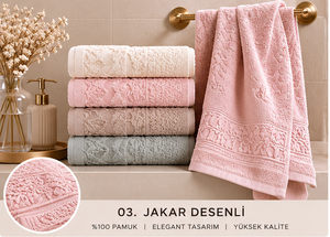 Serviette de toilette en coton 100 % jacquard gaufré à rayures, douce, pour hôtel, vente en gros - Product Image 3