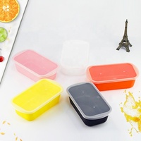 Boîte alimentaire micro-ondable et réutilisable, 500 ml, 750 ml, 1000 ml, colorée, carrée, en plastique, préparation de repas, 10 pièces