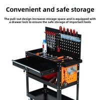 Chariot à outils de réparation automobile à trois niveaux en fer épaissi avec tiroirs, rangement mobile multifonctionnel pour pièces 700x350x760mm
