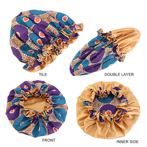 Approvisionnement d'usine Grand <span class=keywords><strong>Bonnet</strong></span> <span class=keywords><strong>en</strong></span> <span class=keywords><strong>Satin</strong></span> avec Motif Africain Imprimé Ankara Turban pour Dames pour Usage Quotidien <span class=keywords><strong>ou</strong></span> Fête Chapeau <span class=keywords><strong>de</strong></span> Sommeil <span class=keywords><strong>de</strong></span> <span class=keywords><strong>Nuit</strong></span> - Product Image 4