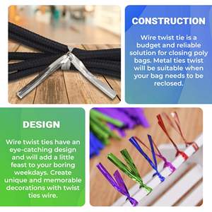 Attaches torsadées métalliques bleues de 4 pouces, lot de 1000, en aluminium réutilisable pour emballage cadeau et fermeture de sacs - Product Image 4