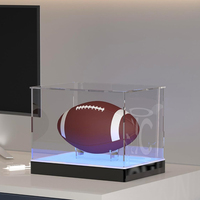 Boîte de présentation de ballon de basket en acrylique transparent, boîte de rangement en verre anti-poussière, boîte de présentation de ballon de football, boîte de présentation de volley-ball étanche avec LED