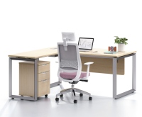 Ensemble de bureau et chaise modulaires en bois en forme de L, avec pieds en métal, pour la maison ou le bureau