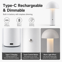 Lampe de table en métal rechargeable en forme de champignon, sans fil, à intensité variable, LED, pour hôtel, restaurant, café, chevet