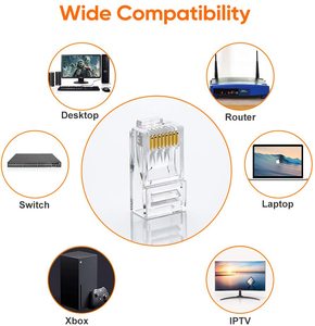 Ethernet STP Cable Shielded 8 Pin 8P8C <strong>Modular</strong> <strong>Plug</strong> Network Cat 5 Cat6 RJ45 Pass Through Connector - Product Image 6
