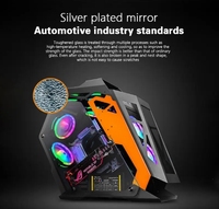 Boîtier de jeu M-ATX tour moyenne irrégulière ARGB RGB LED châssis d'armoire de bureau d'ordinateur PC avec Ports USB avant en verre trempé