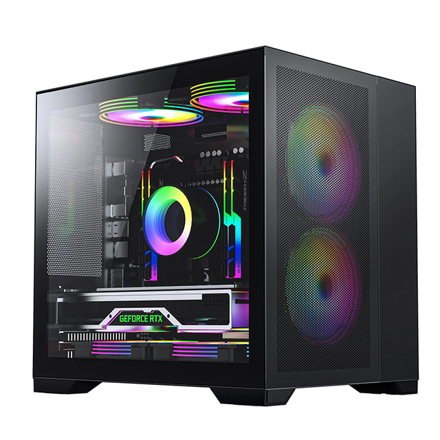 AntarcChill Black Color Metal Micro ATX Mid Tower Cube Gaming Case with Side Panel Window Support 240MM Liquid CPU Cooler on Top