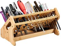 Support de rangement pour tournevis en bambou personnalisé, support d'outils manuels de bureau et organisateur de réparation