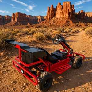 Go Kart Eléctrico Todoterreno, <span class=keywords><strong>Buggy</strong></span> UTV de <span class=keywords><strong>4</strong></span> Ruedas, Luz LED Delantera, Jaula Antivuelco, Amortiguador de Resorte Helicoidal Rojo, Neumático Grande, 1 Asiento, Diversión al Aire Libre para Adultos - Product Image 3