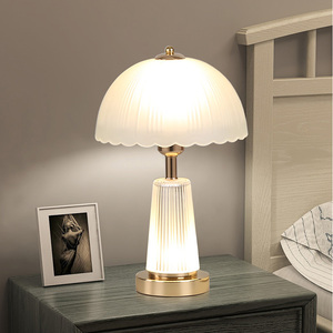 Mushroom Shape Glass Table Lamp <b>Led</b> Warm White <b>Light</b> <b>Plug</b> <b>In</b> Tap Control For Bedroom Living Room Decorative Night <b>Light</b> - Product Image 2
