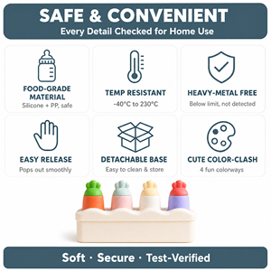 Moules à glace en silicone <span class=keywords><strong>de</strong></span> qualité alimentaire 4 cavités sans BPA avec bâtons moule à crème glacée à la carotte à libération facile en gros - Product Image 5