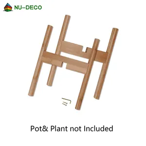 環境にやさしいモダンなミッドセンチュリー屋外調節可能な木製竹植木鉢植物スタンド屋内用