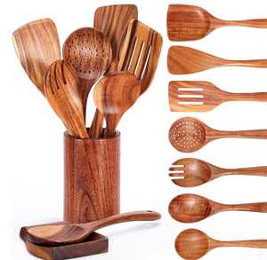 Juego de 5 Cucharas de Cocina de Madera Natural (Apto para Utensilios Antiadherentes) - Product Image 5