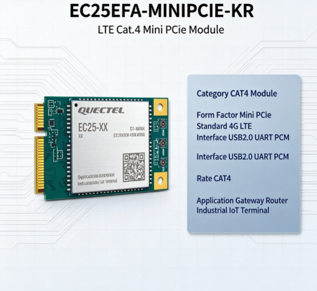 Quectel EC25EFA-MINIPCIE-KR MiniPCIe Low Power, Cost-effective LTE Cat 4 Wireless Communication Module