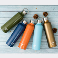 Bouteille d'eau en acier inoxydable écologique isolée en argent rose de 500ml, flacon thermos personnalisé étanche pour une consommation quotidienne