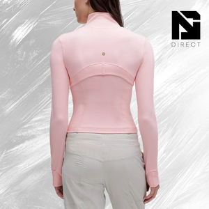 Chaqueta Corta para Mujer, Color Rosa Cuarzo Dorado, Manga Larga, Cuello Alto, con Cierre, de Secado Rápido - Product Image 2