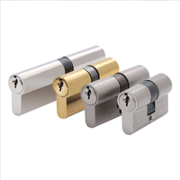 Serrure de porte à cylindre en laiton massif à 5 goupilles haute sécurité FEIHUAN pour porte en bois, entraxe 60 mm, nickelée, 3 clés