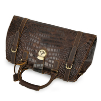Sac de voyage en cuir véritable marron de haute qualité au design luxueux pour hommes, sac de voyage en cuir véritable gaufré