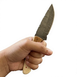 Cuchillo de hoja fija Drop Point de acero de Damasco con mango de madera Pakka azul, garantía de 3 años, personalizable DIY - Product Image 4