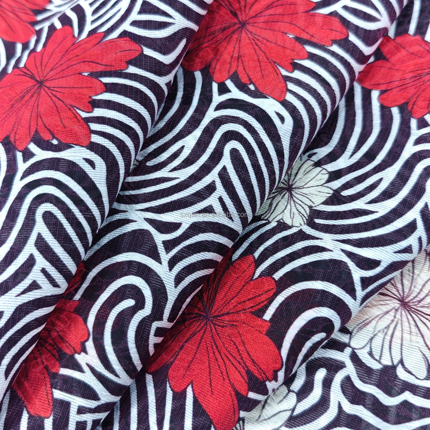Hot-Selling Breathablen Rayon-Nylon Poplin Fabric Digital Printed Stripe Design for Women's Shirts