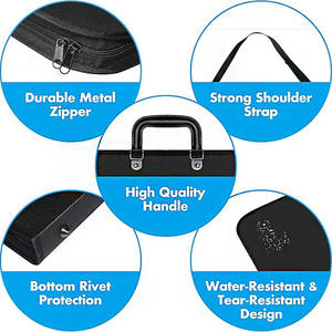 Cartera de arte con purpurina Cierre de cremallera Material de PVC Estuche de cartera de Arte Negro impermeable para estudiantes y artistas - Product Image 4
